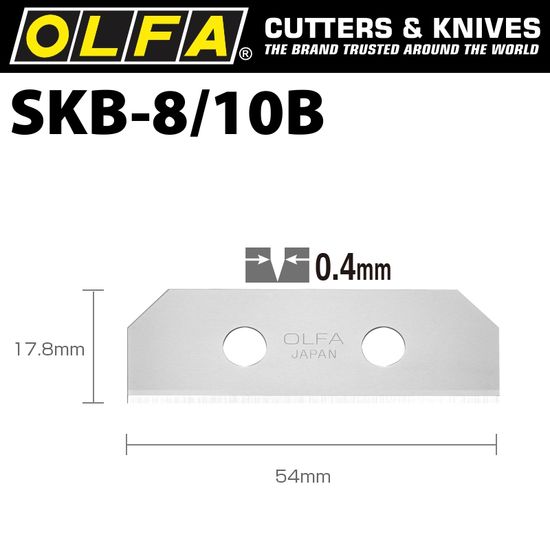 OLFA Blades (10) For Skb8 Safety Knife Carded 18mm